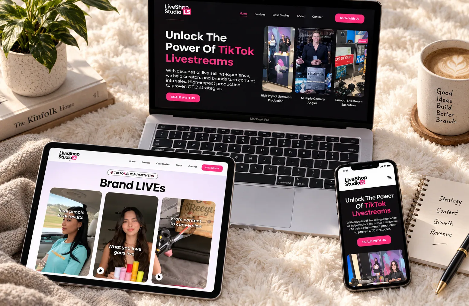 LiveShop Studio project shown across devices