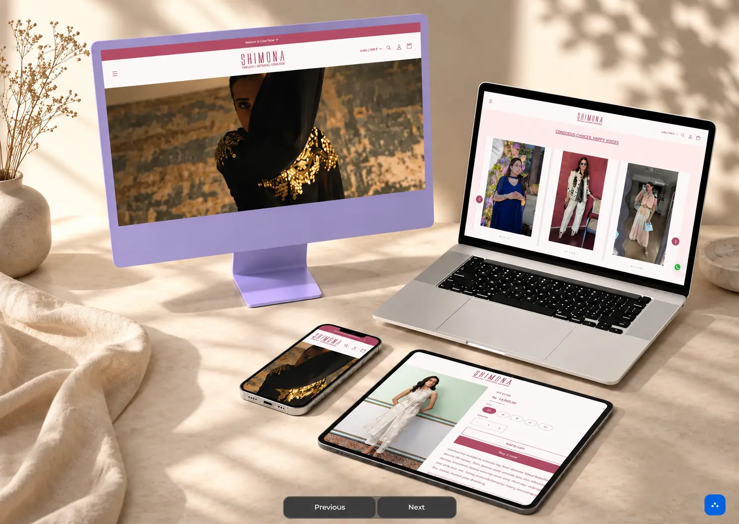 Shimona project shown across devices